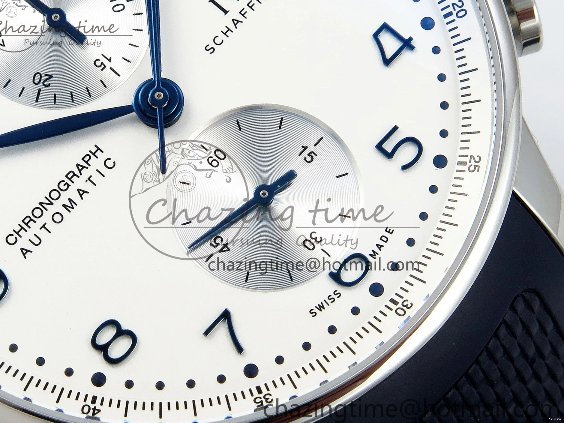 MIROTIME 0412 Casual Portuguese Chrono IW3716 Z+F 1:1 Best Edition White Dial on Blue Rubber Strap A 7016